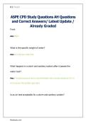 ASPE CPD Study Questions AH Questions  and Correct Answers&sol; Latest Update &sol;  Already Graded