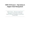 ISDS 3115 Exam 1 &ndash; Operations & Supply Chain Management QUESTIONS WITH CORRECT ANSWERS