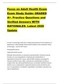 Focus on Adult Health Exam  Exam Study Guide&colon; GRADED  A&plus;&period; Practice Questions and  Verified Answers WITH  RATIONALES&period; Latest 2026  Update 