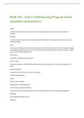 NUR 121 - Unit 1 CCM Nursing Program Exam  questions and answers  Health  a state of complete physical&comma; mental&comma; and social well-being&comma; not merely the absence of disease or  infirmity&period;  Wellness  an active state of being healthy&comma; including living a lifesty