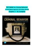 TEST BANK For Criminal Behavior&colon; A Psychological Approach 12th Edition &lpar;Bartol&rpar; Chapters 1 - 16&comma; Complete