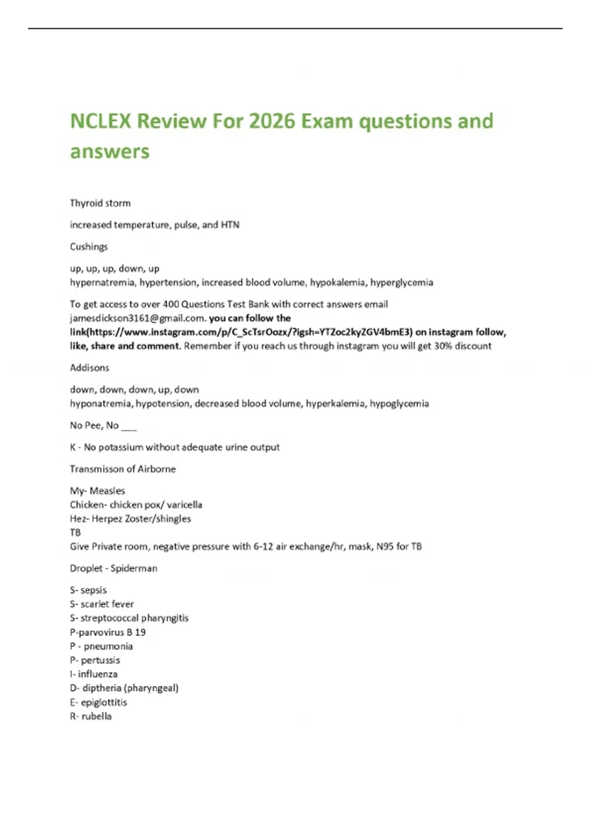 NCLEX Review For 2026 Exam questions and answers - Nursing nclex ...