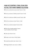 AAMI ACCOUNTING 2 FINAL EXAM 2026 ACTUAL TEST PAPER VERIFIED SOLUTIONS