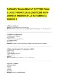 DATABASE MANAGEMENT SYSTEMS EXAM  1 LATEST UPDATE 2026 QUESTIONS WITH  CORRECT ANSWERS PLUS RATIONALES &vert;  GRADED A 