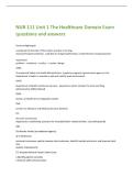 NUR 111 Unit 1 The Healthcare Domain Exam  questions and answers 