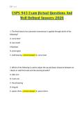 USPS 943 Exam &vert;Actual Questions And  Well Defined Answers 2026