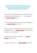 ACI Concrete Field Testing Technician- Grade I  Exam Newest 2026 Questions and Correct  Detailed Answers Already Graded A&plus; 