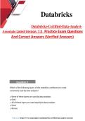 Databricks-Certified-Data-Analyst-Associate Latest Version&colon; 7&period;0   Practice Exam Questions  And Correct Answers &lpar;Verified Answers&rpar;