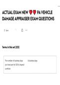 PA VEHICLE DAMAGE APPRAISER EXAM ACTUAL EXAM ALL QUESTIONS AND CORRECT ANSWERS LATEST UPDATE THIS YEAR-JUST RELEASED