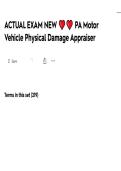 PA Motor Vehicle Physical Damage Appraiser ACTUAL EXAM ALL QUESTIONS AND CORRECT ANSWERS LATEST UPDATE THIS YEAR-JUST RELEASED&period;pdf