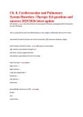 Ch&period; 8&comma; Cardiovascular and Pulmonary  System Disorders -Therapy Ed questions and  answers 2025&sol;2026 latest update