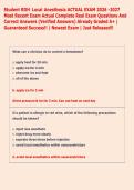 Student RDH Local Anesthesia ACTUAL EXAM 2026 -2027  Most Recent Exam Actual Complete Real Exam Questions And  Correct Answers &lpar;Verified Answers&rpar; Already Graded A&plus; &vert;  Guaranteed Success&excl;&excl; &vert; Newest Exam &vert; Just Released&excl;&excl;   