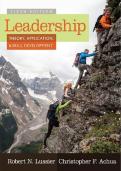 Test Bank for Leadership&colon; Theory&comma; Application&comma; and Skill Development 6th Edition by Robert N&period; Lussier &vert; Complete Chapter Coverage &vert; Exam-Ready & Fully Updated &vert; ISBN 9781285866352