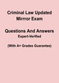 Criminal Law Updated Mirror Exam &ndash; Real Exam-Style Questions & Answers PDF