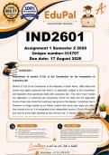 IND2601 Assignment 1 &lpar;COMPLETE ANSWERS&rpar; Semester 2 2026 &lpar;314707&rpar; - DUE 17 August 2026