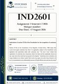 IND2601 Assignment 1 &lpar;QUALITY ANSWERS&rpar; Semester 2 2026