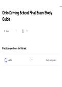 Ohio Driving School Final Exam ACTUAL EXAM ALL QUESTIONS AND CORRECT ANSWERS LATEST UPDATE THIS YEAR-JUST RELEASED&period;pdf