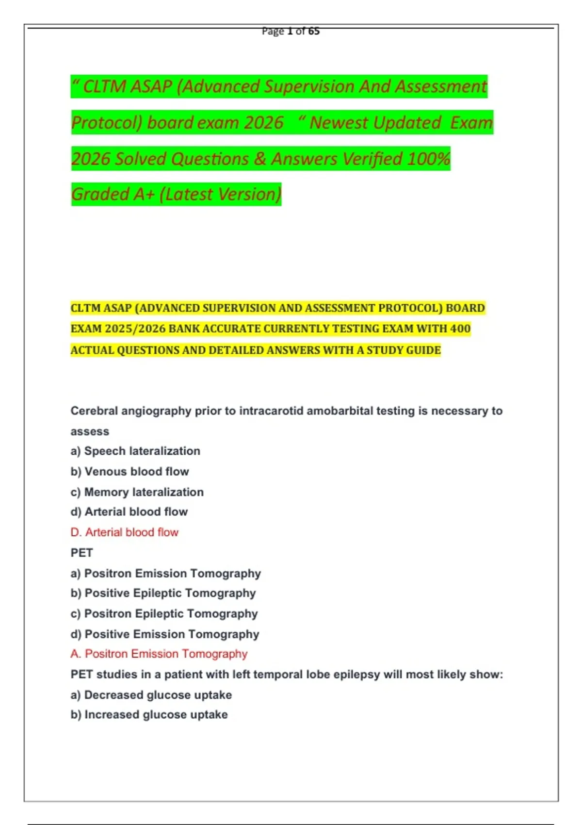 CLTM ASAP (Advanced Supervision And Assessment Protocol) board exam ...