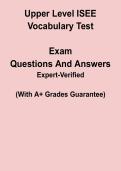 Upper Level ISEE Vocabulary Test &ndash; Practice Questions & Study PDF