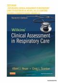 TEST BANK  FOR WILKINS CLINICAL ASSESSMENT IN RESPIRATORY CARE 7TH EDITION BY AL HEUER &vert; ALL 21 CHAPTERS COVERED &lpar;  Questions & Answers with rationales &rpar; &vert;COMPLETE GUIDE&vert; GRADED A&plus;  