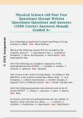 Physical Science &lpar;All Past Test  Questions&rpar; &lpar;Except Written  Questions&rpar; Questions and Answers  &lpar;100&percnt; Correct Answers&rpar; Already  Graded A&plus; 