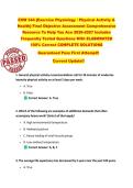 EXW 344 &lbrace;Exercise Physiology &sol; Physical Activity &  Health&rcub; Final Objective Assessment Comprehensive  Resource To Help You Ace 2026-2027 Includes  Frequently Tested Questions With ELABORATED  100&percnt; Correct COMPLETE SOLUTIONS  Guaranteed Pass First Attempt&excl;