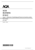 2025 GCSE AQA BUSINESS STUDIES PAPER  1 & 2 MARK SCHEMES 