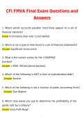CFI FMVA FINAL EXAM 2026 Newest Updated Questions and Correct Answers &lpar;2026 &sol; 2027&rpar; &lpar;Verified Answers by Expert&rpar;