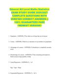 Edexcel AS Level Maths Statistics  EXAM STUDY GUIDE 2026&sol;2027  COMPLETE QUESTIONS WITH  VERIFIED CORRECT ANSWERS &vert;&vert;  100&percnt; GUARANTEED PASS  <NEWEST VERSION> 