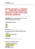 ECON 190 Quiz 11 Chapter 13 &ndash; Alfred Marshall latest updated version 2026 with accurate solutions