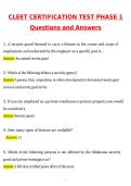 CLEET Certification Test Phase 1 2026 Newest Updated Questions and Correct Answers &lpar;2026 &sol; 2027&rpar; &lpar;Verified Answers by Expert&rpar;