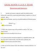CLEET Legal Block Exam 2026 Newest Updated Questions and Correct Answers &lpar;2026 &sol; 2027&rpar; &lpar;Verified Answers by Expert&rpar;