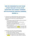 HESI RN FUNDAMENTALS EXIT EXAM  LATEST 2026-2027 ACTUAL EXAM  QUESTIONS AND CORRECT ANSWERS  WITH RATIOANLES &lpar;VERIFIED ANSWERS&rpar;  GRADED A&plus; 