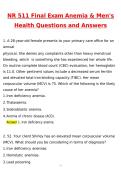 NR 511 Final Exam Anemia & Men-s Health Chamberlain University 2026 Newest Updated Questions and Correct Answers &lpar;2026 &sol; 2027&rpar; &lpar;Verified Answers by Expert&rpar;