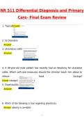 NR 511 Differential Diagnosis and Primary Care Final Exam Review Chamberlain University 2026 Newest Updated Questions and Correct Answers &lpar;2026 &sol; 2027&rpar; &lpar;Verified Answers by Expert&rpar;