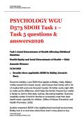 PSYCHOLOGY WGU D573 SDOH Task 1 &ndash; Task 5 questions & answers2026