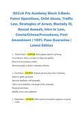 SCCJA Pre Academy Block 2-Basic  Patrol Operations&comma; Child Abuse&comma; Traffic  Law&comma; Strategies of Arrest&comma; Mentally Ill&comma;  Sexual Assault&comma; Intro to Law&comma;  Courts&sol;Crimes&sol;Procedures&comma; First  Amendment &vert; 100&percnt; Pass Guarantee &vert;  Latest Edition 