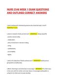 NURS 2546 WEEK 1 EXAM QUESTIONS AND OUTLINED CORRECT ANSWERS