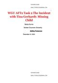 WGU AFT2 Task 2 The Incident with Tina Gerhardt Missing Child