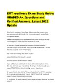 EMT readiness Exam Study Guide&colon;  GRADED A&plus;&period; Questions and  Verified Answers&period; Latest 2026  Update 