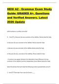 HESI A2 - Grammar Exam Study  Guide&colon; GRADED A&plus;&period; Questions  and Verified Answers&period; Latest  2026 Update 
