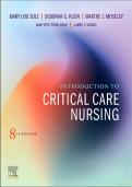 Test Bank For Introduction to Critical Care Nursing 8th Edition by Mary Lou Sole ISBN 978-0323641937 &vert;&vert; ALL CHAPTERS FULLY COVERED &vert;&vert;