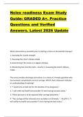 Nclex readiness Exam Study  Guide&colon; GRADED A&plus;&period; Practice  Questions and Verified  Answers&period; Latest 2026 Update 