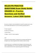 NCLEX-PN PRACTICE  QUESTIONS Exam Study Guide&colon;  GRADED A&plus;&period; Practice  Questions and Verified  Answers&period; Latest 2026 Update 