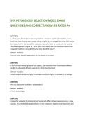   UVA PSYCHOLOGY SELECTION MOCK EXAM  QUESTIONS AND CORRECT ANSWERS RATED A&plus; 