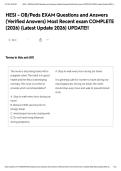HESI - OB&sol;Peds EXAM Questions and Answers &lpar;Verified Answers&rpar; Most Recent exam COMPLETE &lpar;2026&rpar; &lpar;Latest Update 2026&rpar; UPDATE&excl;&excl;