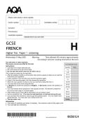 Actual 2025 AQA GCSE FRENCH 8658&sol;LH Paper 1 Merged Question Paper &plus; Mark Scheme Actual 2025 AQA GCSE FRENCH 8658&sol;LH Paper 1 Listening Higher Tier Merged Question Paper &plus; Mark Scheme &lpar;with Listening Test Transcript