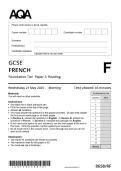 2025 AQA GCSE FRENCH 8658&sol;RF Paper 3 Reading Foundation Tier Question Paper &plus; Mark Scheme Actual 2025 AQA GCSE FRENCH 8658&sol;RF Paper 3 Reading Foundation Tier Merged Question Paper &plus; Mark Scheme