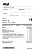  Actual 2025 AQA GCSE FRENCH 8658&sol;RH Paper 3 Reading Higher Tier Question Paper &plus; Mark Scheme Actual 2025 AQA GCSE FRENCH 8658&sol;RH Paper 3 Reading Higher Tier Merged Question Paper &plus; Mark Scheme