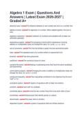 Algebra 1 Exam &vert; Questions And  Answers &vert; Latest Exam 2026-2027 &vert;  Graded A&plus; 